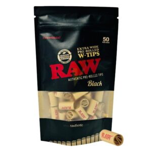 RAW BLACK PRE ROLL EXTRA WIDE TIPS 50CT